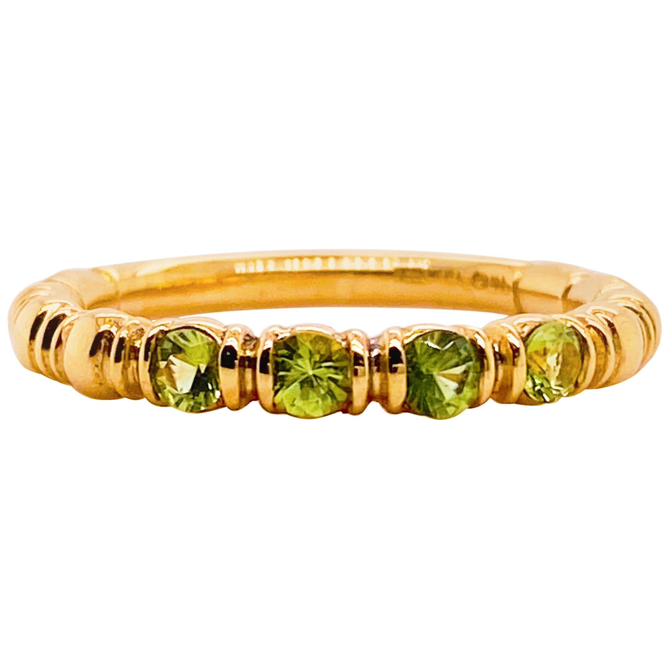 .40 ct Peridot Gemstone Band, 14K Yellow Gold, August Birthstone Band