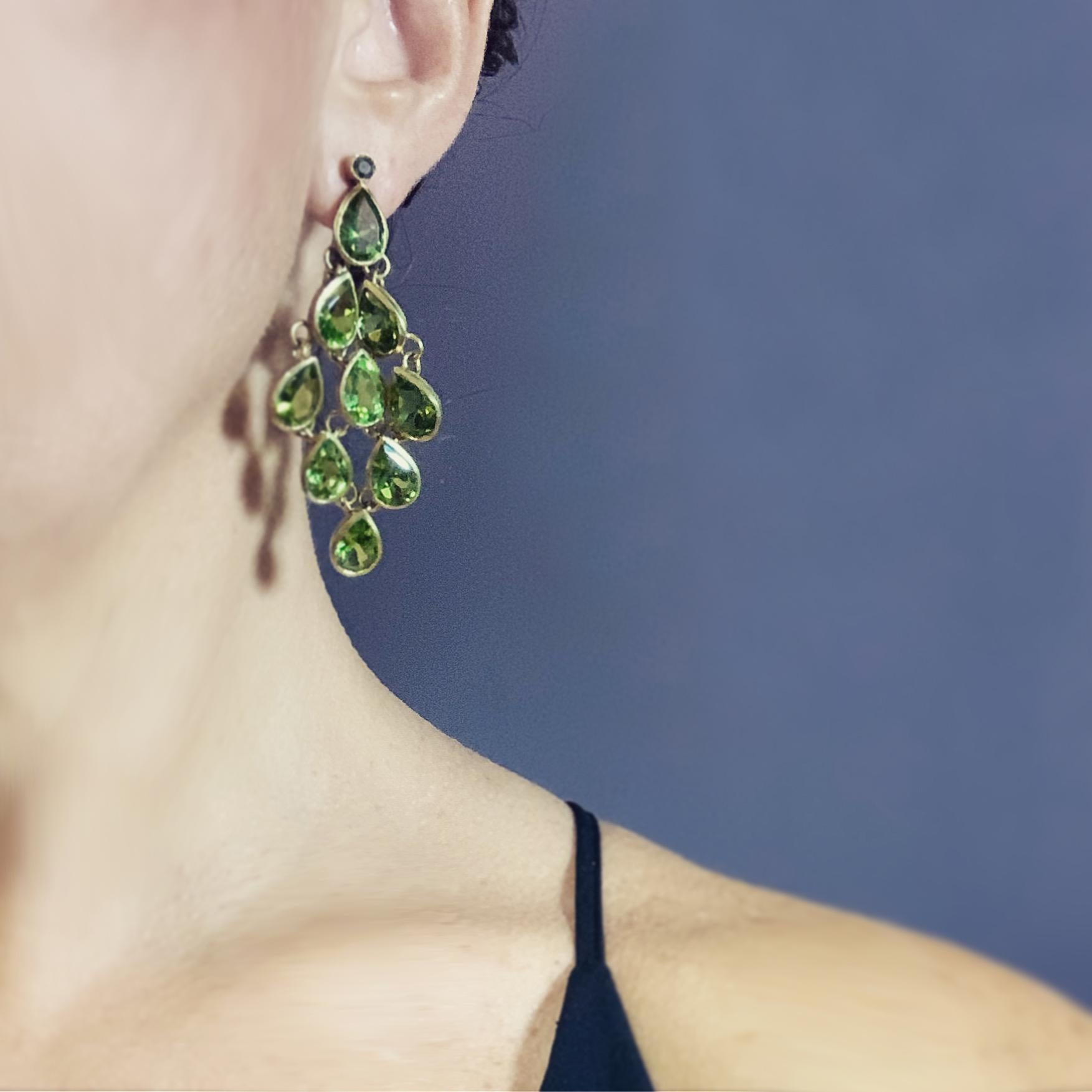 Women's Peridot Gold Chandelier Earrings