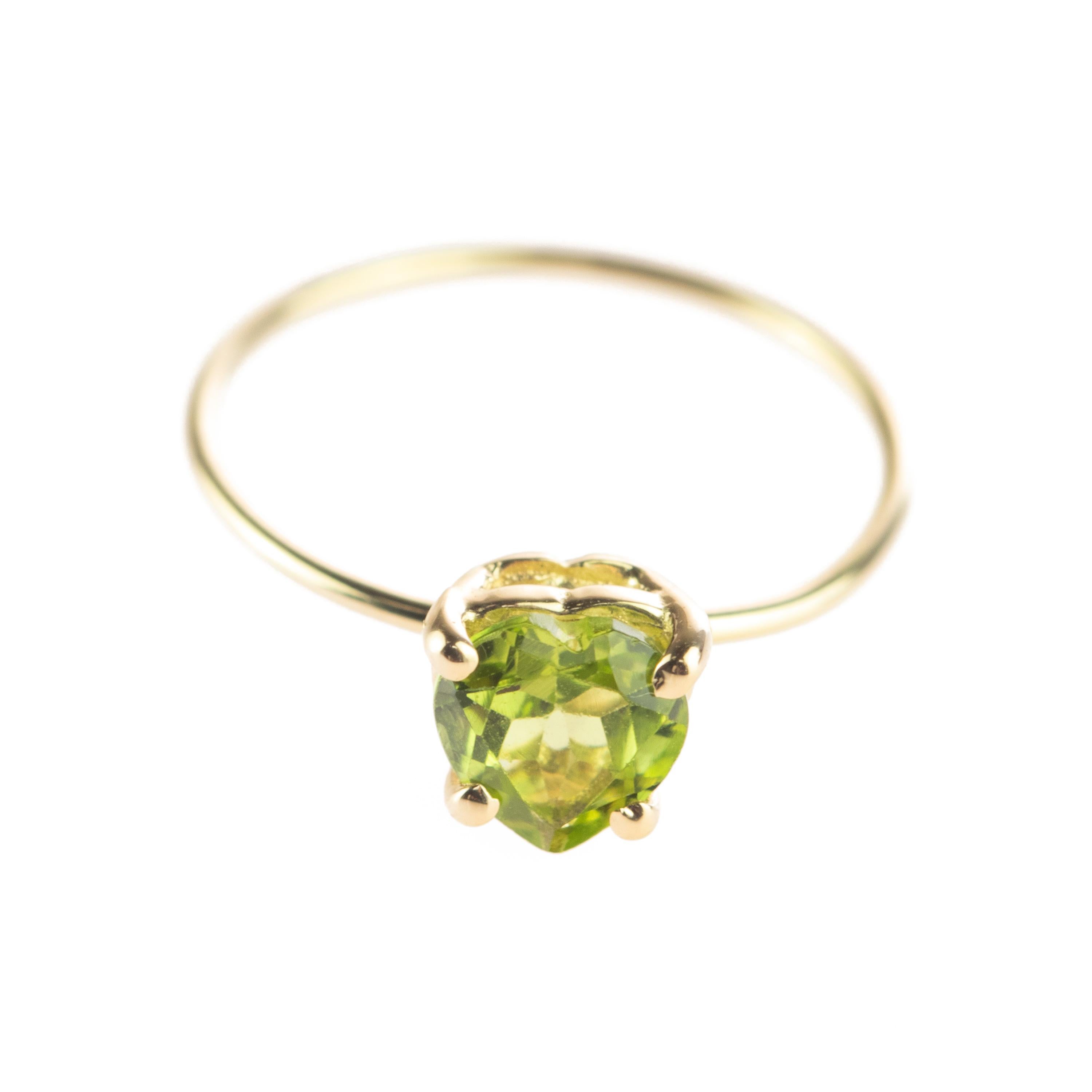 De las mujeres Peridoto Corazón Verde Oro Amarillo 18 Kilates Esperanza Amor Cóctel Anillo Romántico Chic en venta