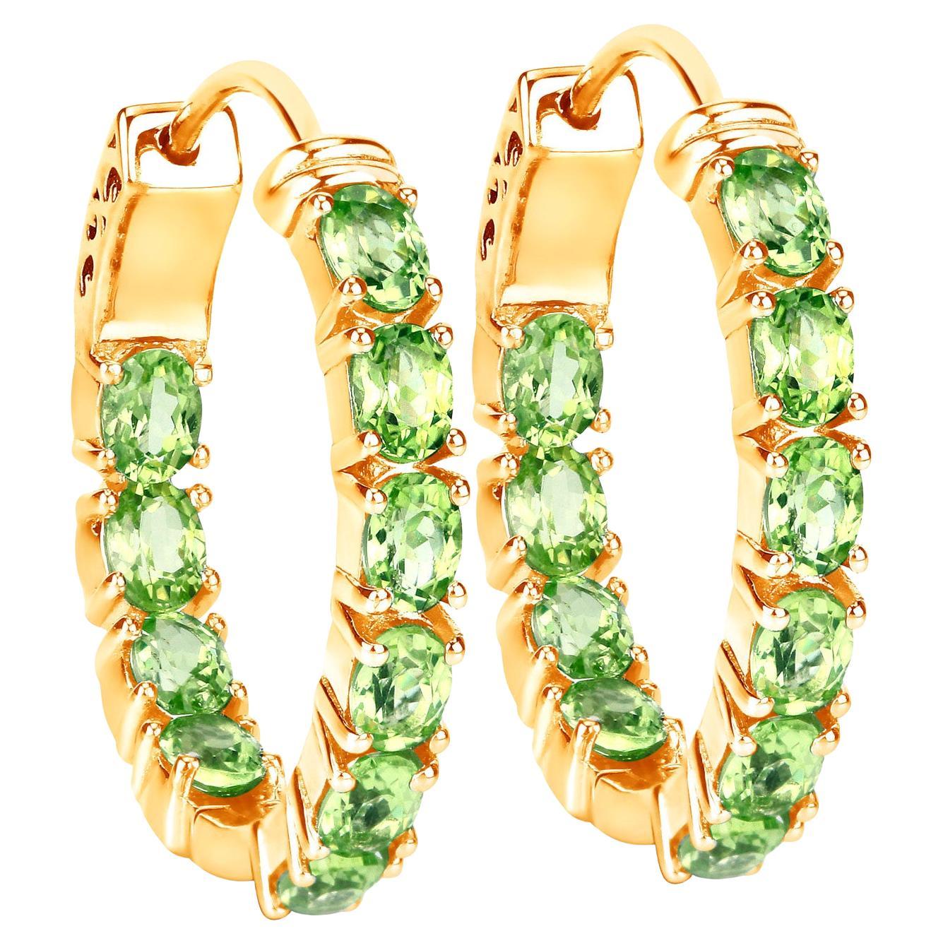 Boucles d
oreilles péridot 3,38 carats 14K plaqué or jaune A Silver