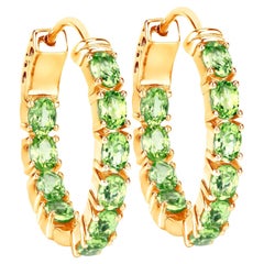 Boucles d
oreilles péridot 3,38 carats 14K plaqué or jaune A Silver