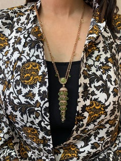 Sunita Nahata Peridot & Lemon Quartz Drop Necklace in 18KRG with Topaz, Diamond