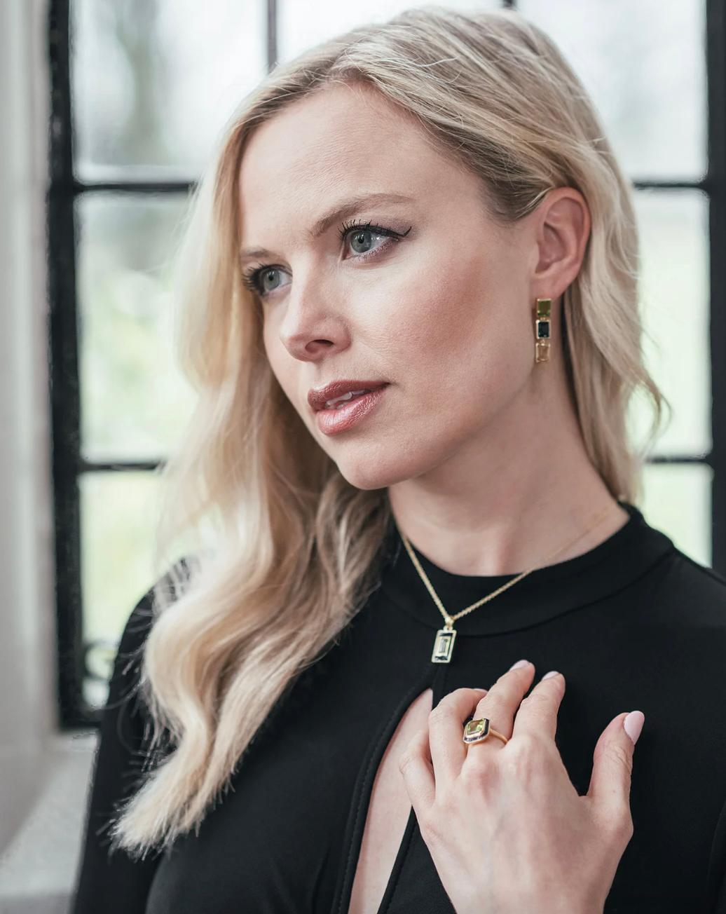 Our 3 Drop Peridot, London Blue Topaz and Citrine Drop Earrings are stunning! Combining three beautiful gemstones together to create a sensational homage to the Aurora Borealis.

Featuring Peridot, London Teal Topaz and Citrine, all 6x8mm Octagon