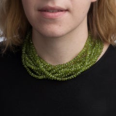 Peridot Multi Strand Necklace Starfish Clasp Vintage 18k Gold Estate Jewelry