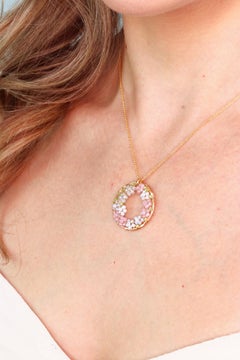 Peridot, Mystic Coated Moonstone, 14K Gold Filled Floral Pendant Necklace 16-18”