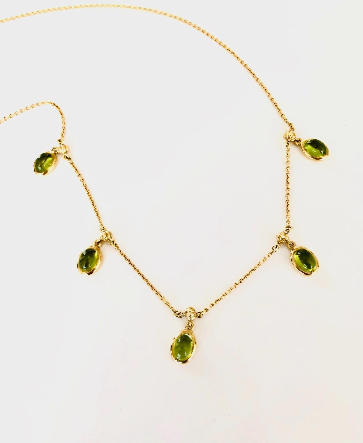 Modern 18 Karat Yellow Gold Peridot Necklace For Sale