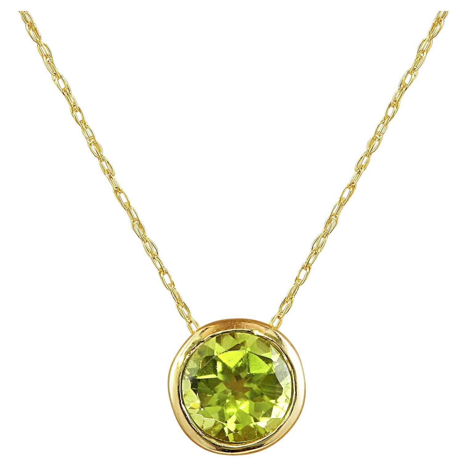 Peridot Necklace In 14 Karat Yellow Gold  For Sale