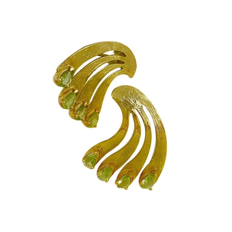 Taglio a goccia Orecchini Twin Elegance Peridot Paradise Peacock in vendita