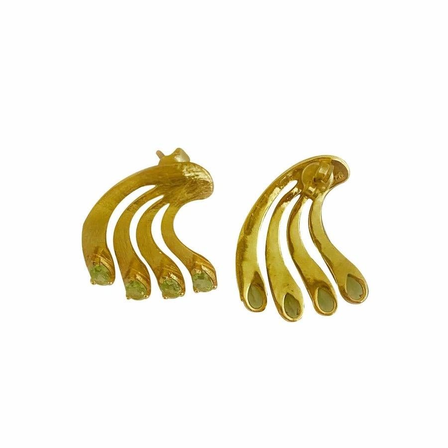 Women's Twin Elegance Peridot Paradise Peacock Earrings For Sale