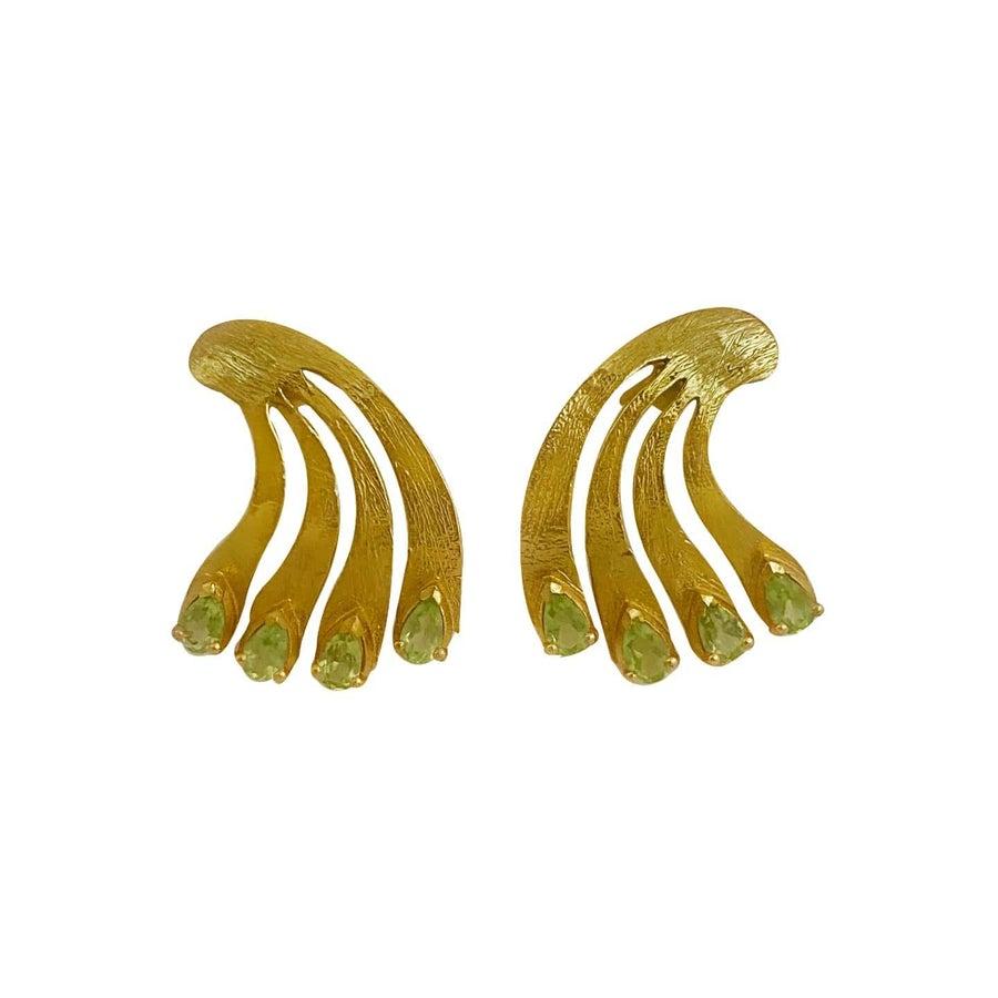 Twin Elegance Peridot Paradise Peacock Earrings For Sale 1