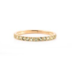 Peridot Pave Eternity Band, Stackable Peridot Band Ring 14k Solid Yellow Gold