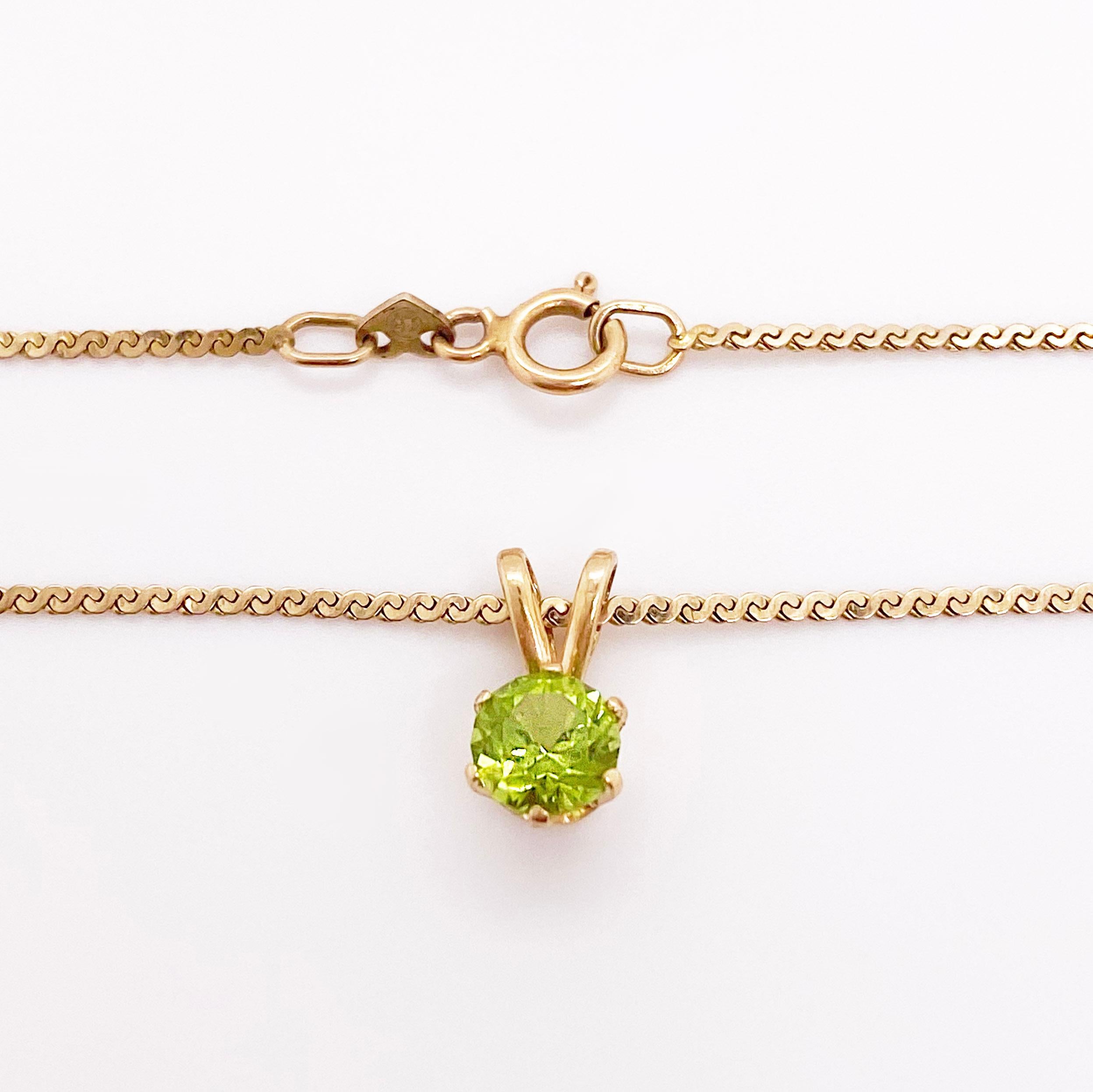 Collar Colgante Peridoto 1/2 Quilate Collar Piedra Preciosa Peridoto Oro Amarillo 14k Contemporáneo en venta