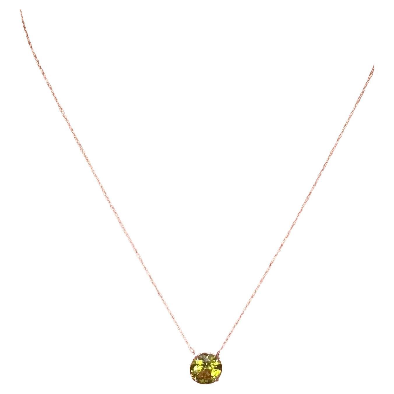 Collana con ciondolo peridoto agosto mese del bambino oro 10KT in vendita