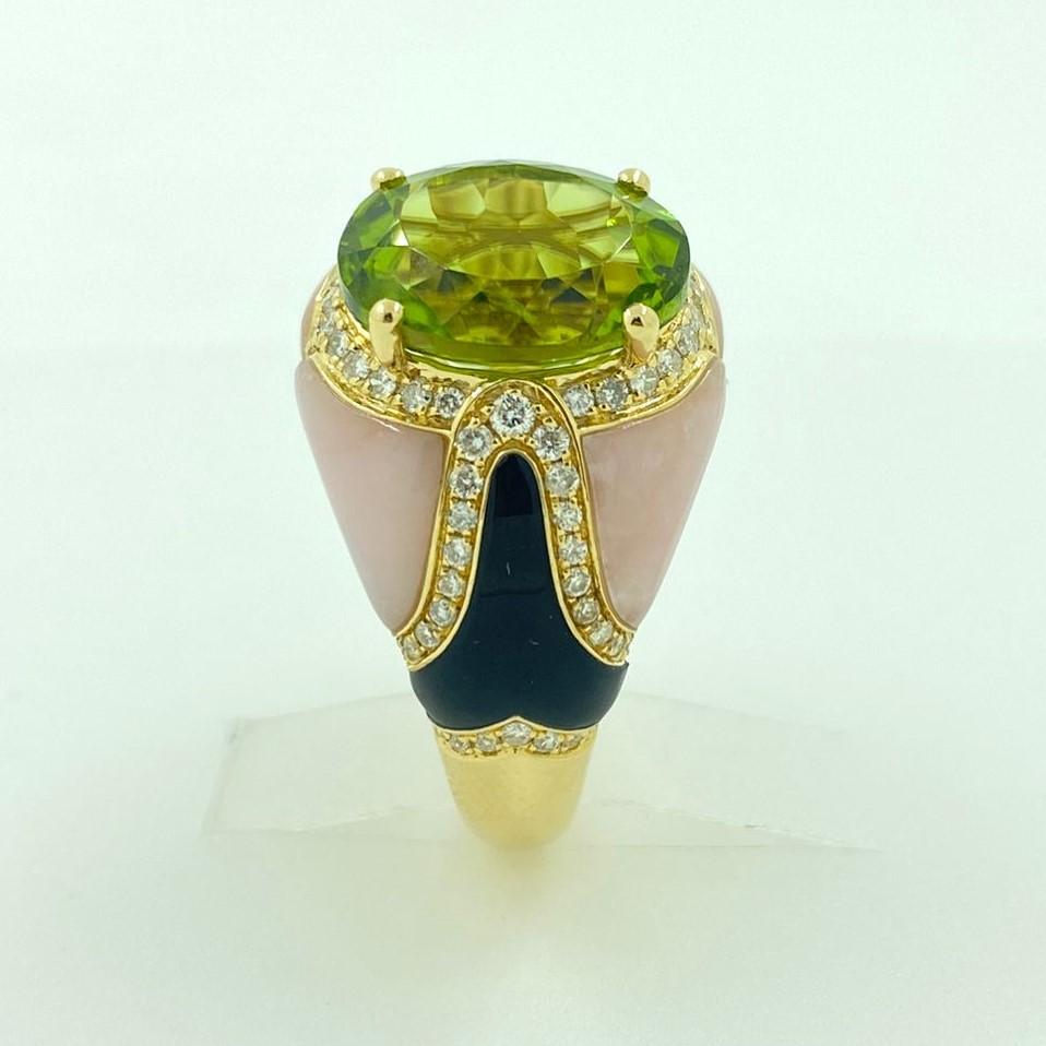 Peridot and Onxy Diamond Dome Ring For Sale at 1stDibs | opal and ...