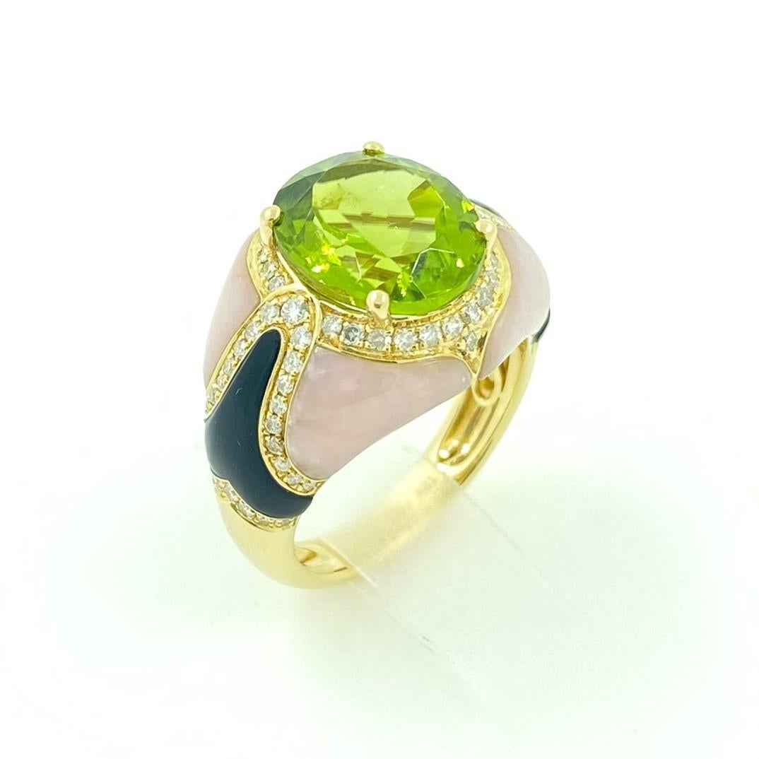 Peridot and Onxy Diamond Dome Ring For Sale at 1stDibs | opal and ...