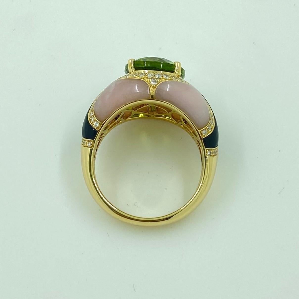 Peridot and Onxy Diamond Dome Ring For Sale at 1stDibs | opal and ...