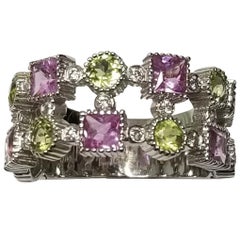 Peridot, Pink Sapphire and Diamond Ring