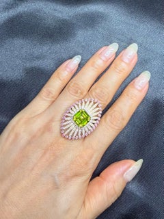 Peridot, Pink Sapphire & Diamond Statement Cocktail Ring & Pendant. Substantial!