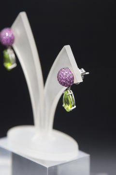 Peridot pink sapphire stud earrings