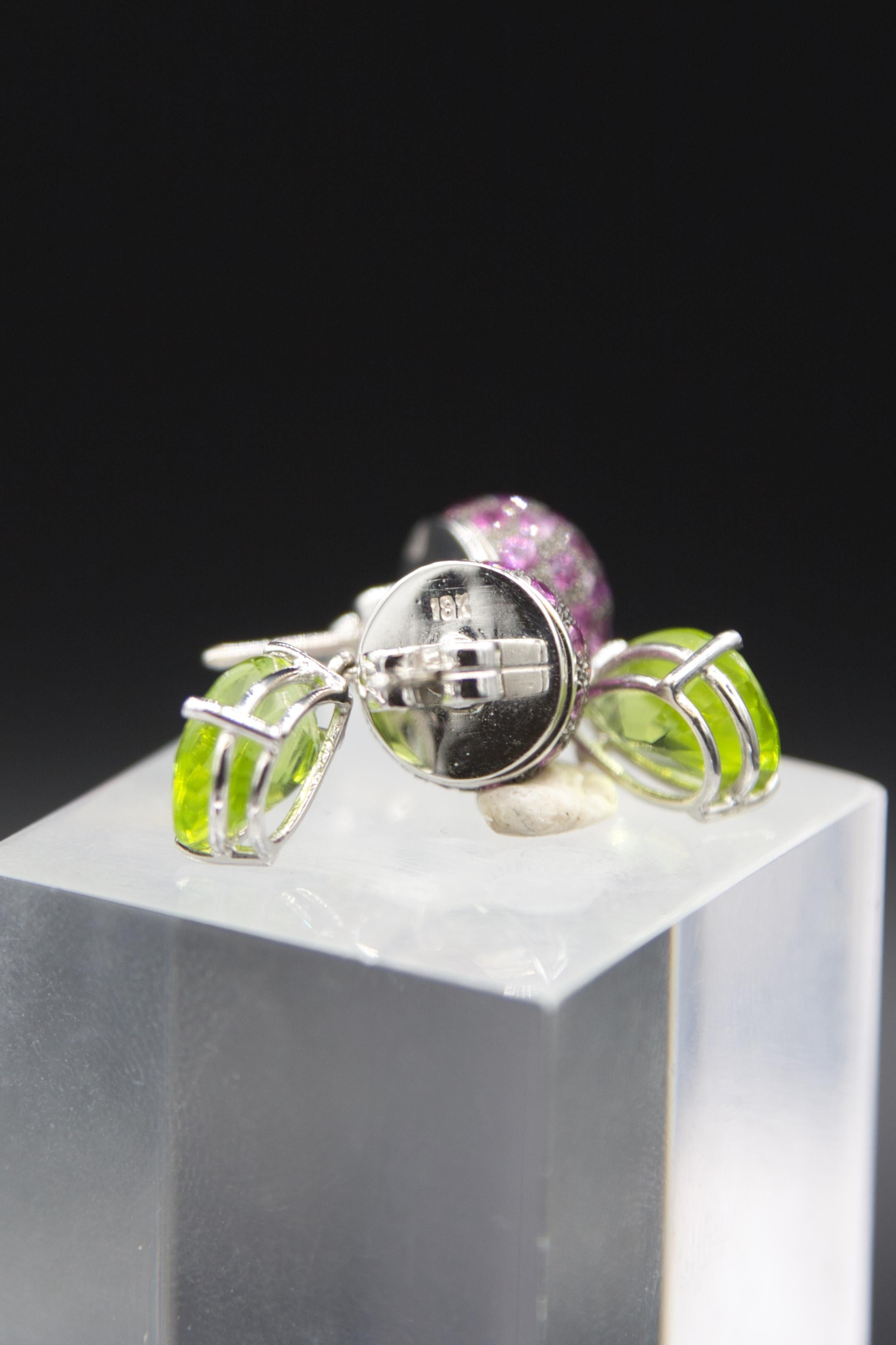 Peridot pink sapphire stud earrings im Angebot 2