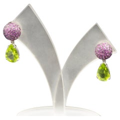 Peridot pink sapphire stud earrings