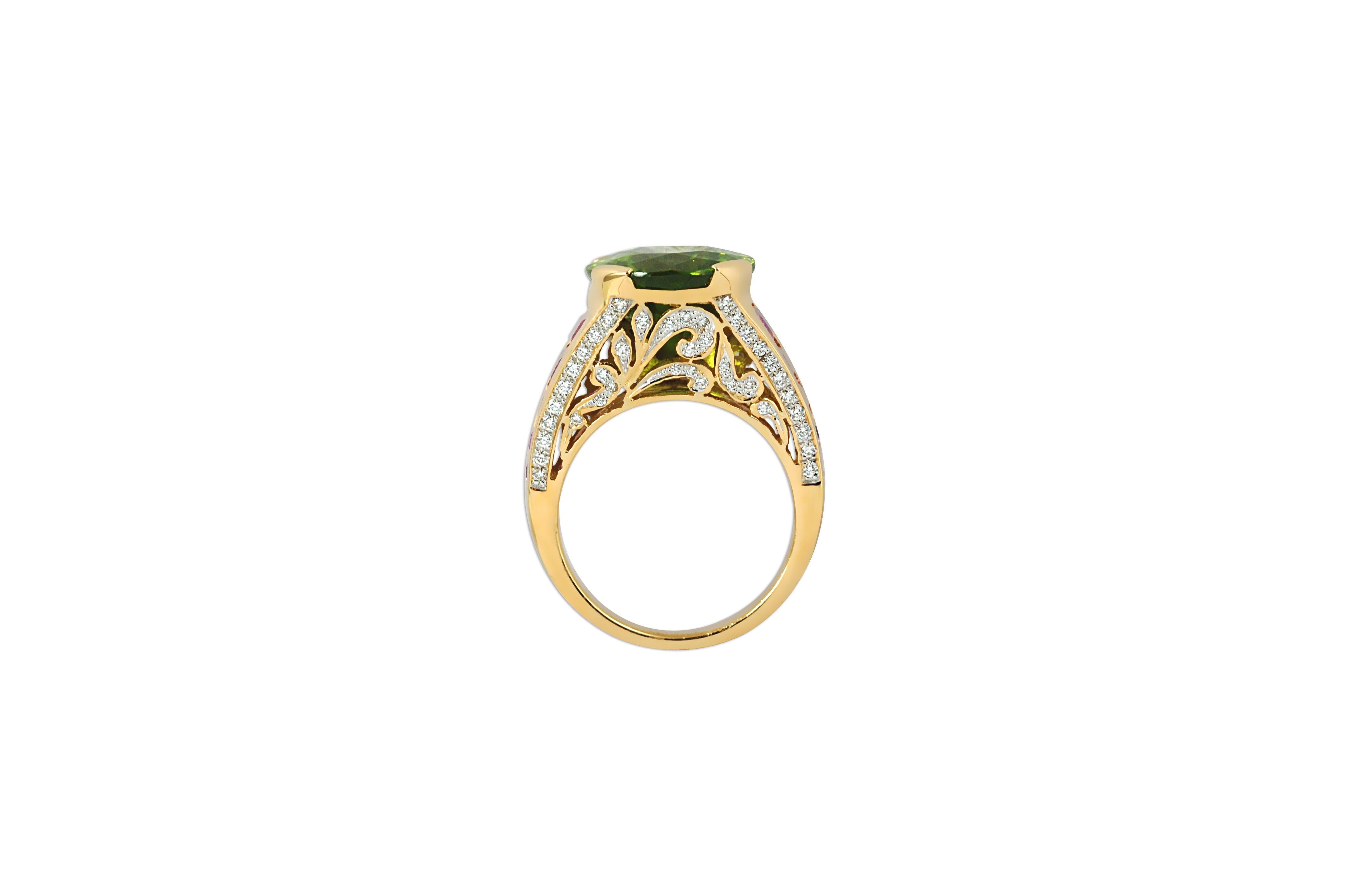 peridot sapphire diamond ring