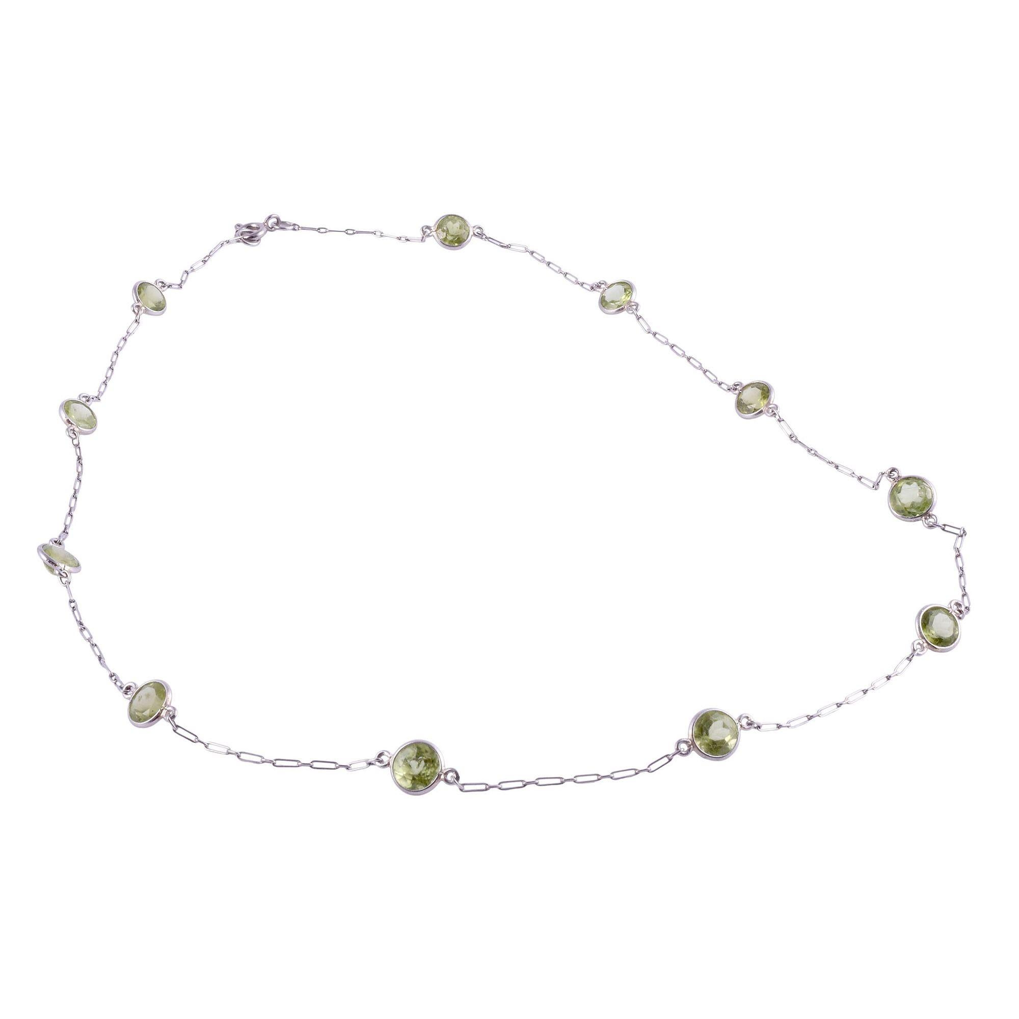 Peridot Platinum Necklace In Good Condition In Solvang, CA