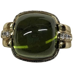 Peridot Right Hand Ring with White and Brown Diamonds by Frederic Sage