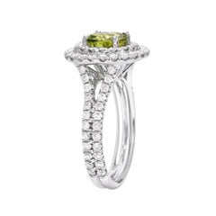 1.41 Carat Round Peridot Diamond Ring 18K White Gold Tamir Merkaba Beverly Hills