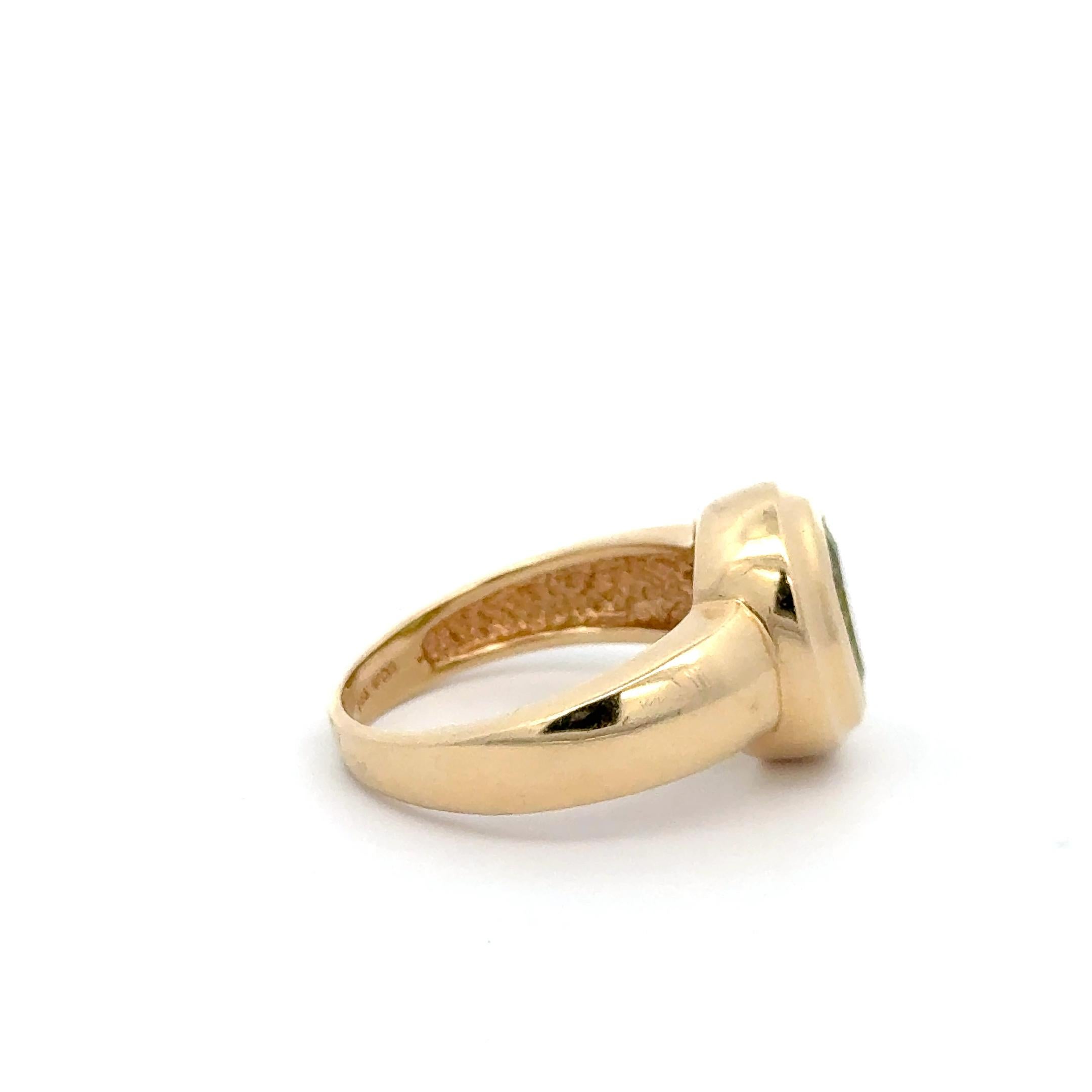 da uomo o donna Anello con peridoto in oro giallo 14K in vendita