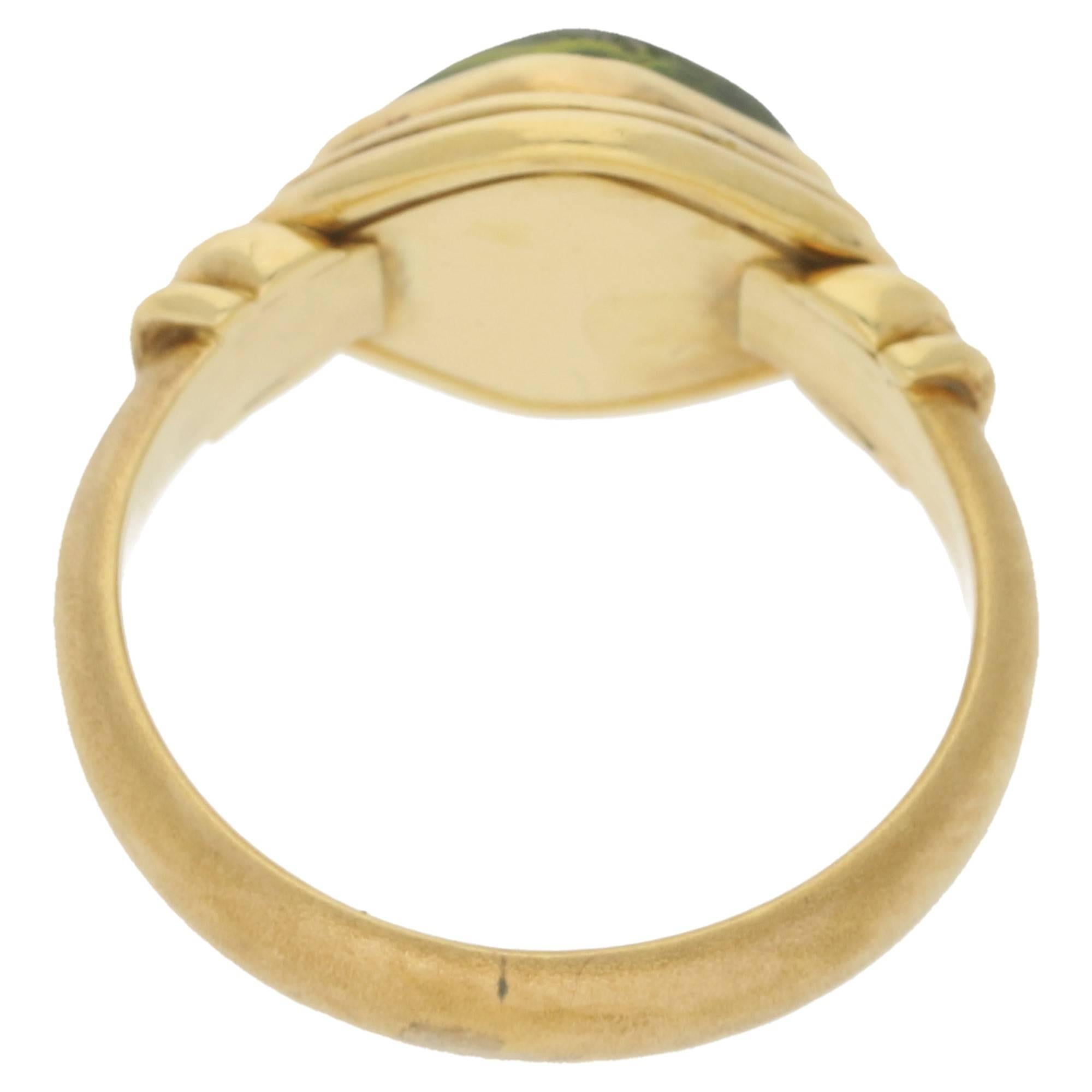 Georgian Peridot Ring in 18 Karat Yellow Gold