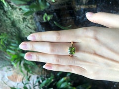 Peridot  Ring Set in 18 Karat Rose Gold Settings