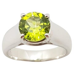 Peridot Ring Set in 18 Karat White Gold Settings