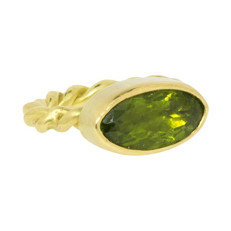 Peridot Gold Rope Ring For Sale