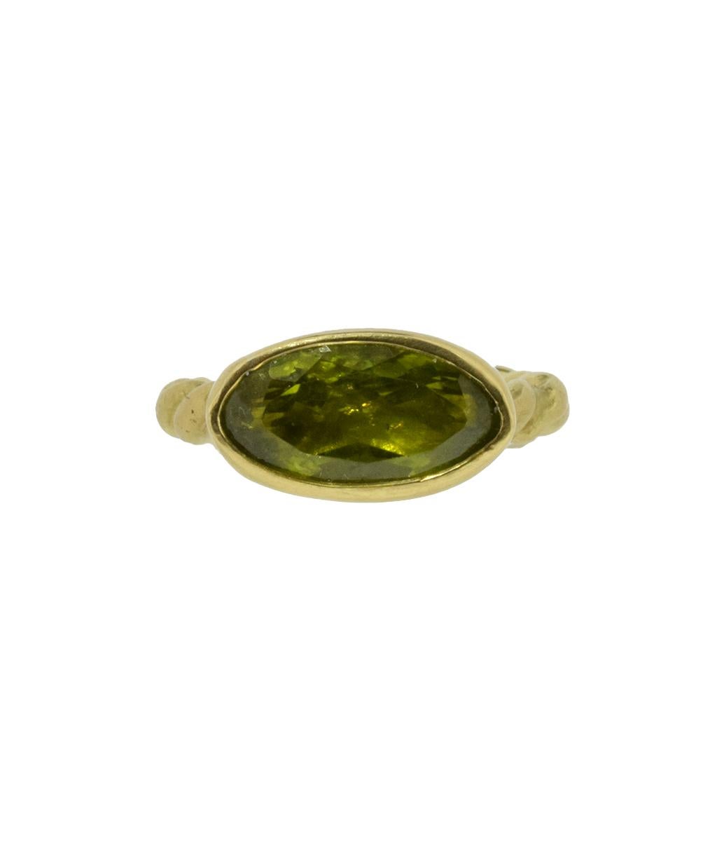 Marquise Cut Peridot Gold Rope Ring For Sale