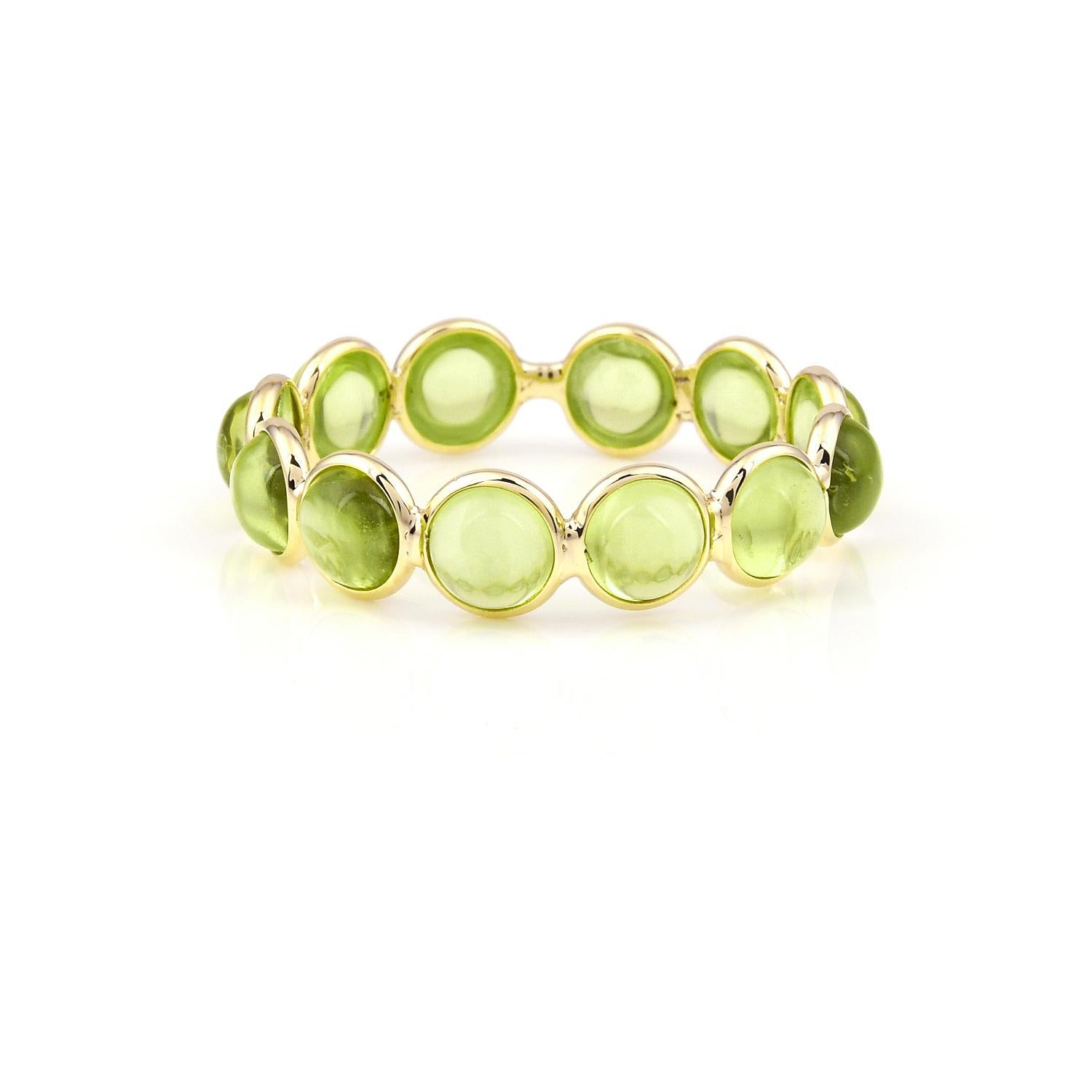 Taille cabochon Bracelet en or jaune avec cabochon rond en péridot