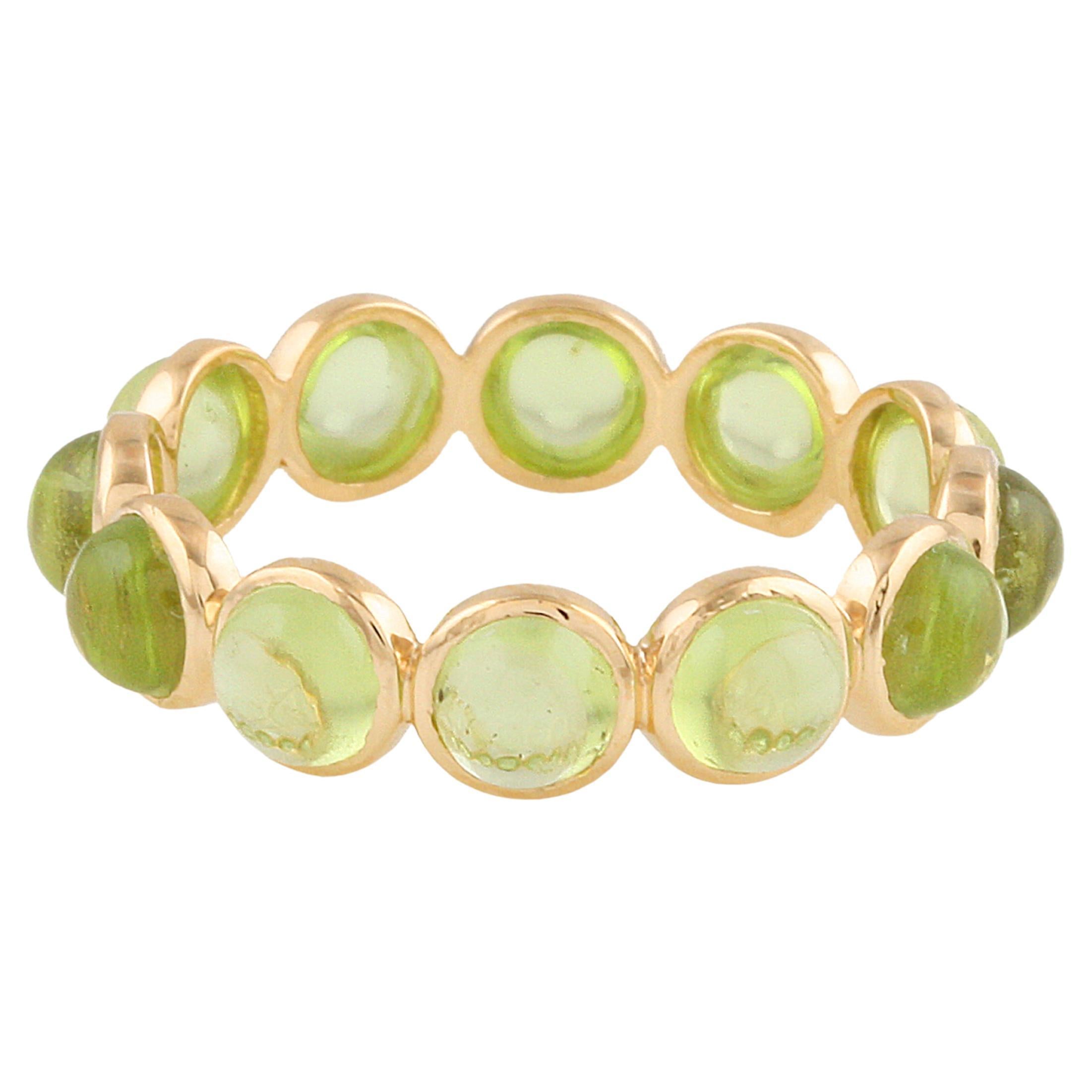 Peridot Round Ring In 18K Yellow Gold For Sale