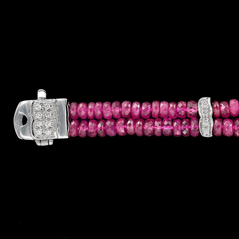 Women's Peridot Ruby Diamond Bead Bracelet