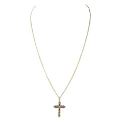 Peridot Ruby and Sapphire Gold Cross on Chain