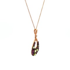 Peridot Sapphire and Diamond Free-form Gold Vintage Pendant Necklace