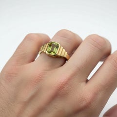 Peridot solitaire ring for men silver, gold