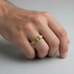 Peridot solitaire ring for men silver, gold