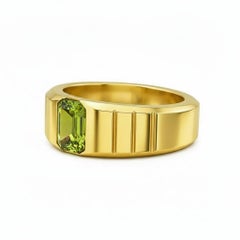 Peridot solitaire ring for men silver, gold