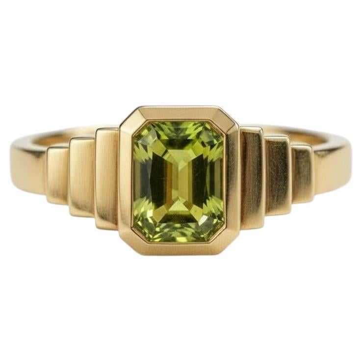 Peridot solitaire ring for men silver, gold