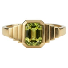 Peridot Solitär Ring für Männer Silber, Gold