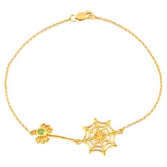Bracelet « Araignée » en péridot, 0,08 carat, argent plaqué or