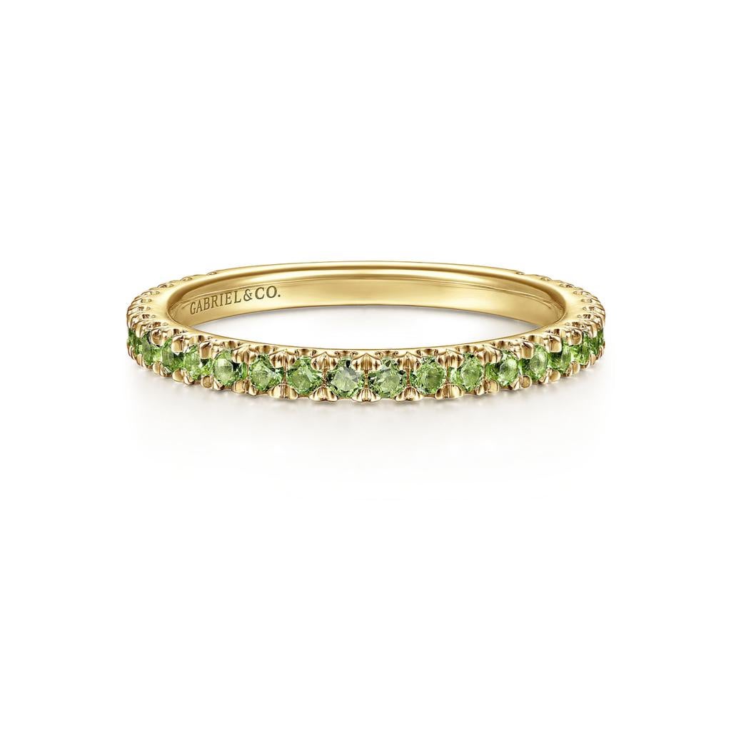 Peridoto Apilable 2mm Oro 14K Agosto 3/4 Alrededor Pila de Boda LR50889 en venta 4