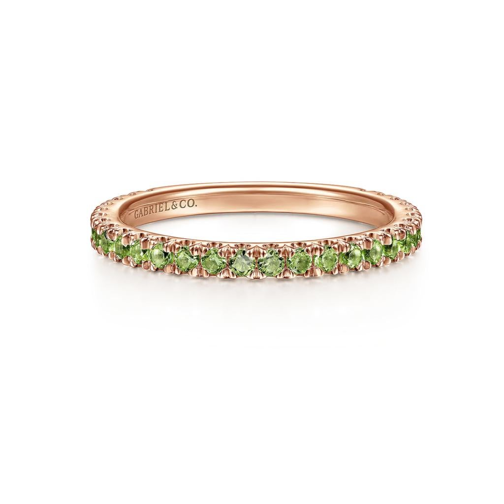 Peridoto Apilable 2mm Oro 14K Agosto 3/4 Alrededor Pila de Boda LR50889 en venta 5