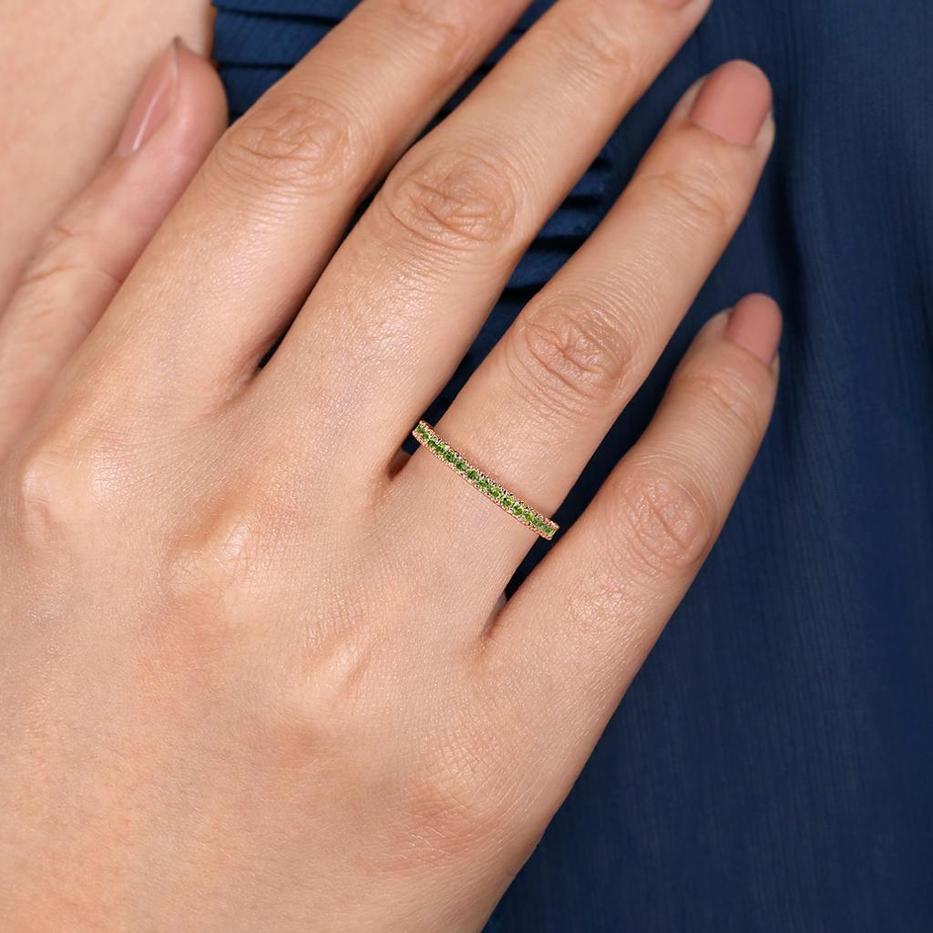 Peridoto Apilable 2mm Oro 14K Agosto 3/4 Alrededor Pila de Boda LR50889 en venta 6