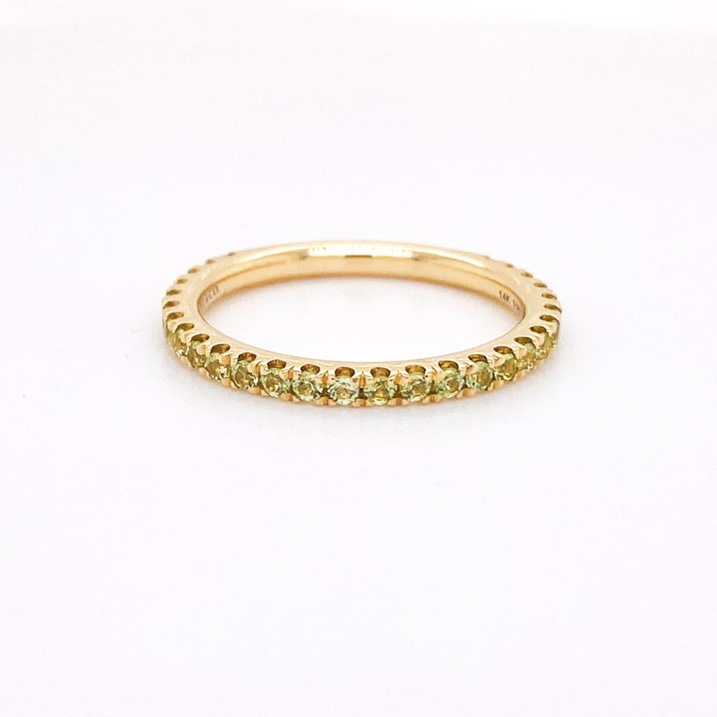 Peridoto Apilable 2mm Oro 14K Agosto 3/4 Alrededor Pila de Boda LR50889 Contemporáneo en venta